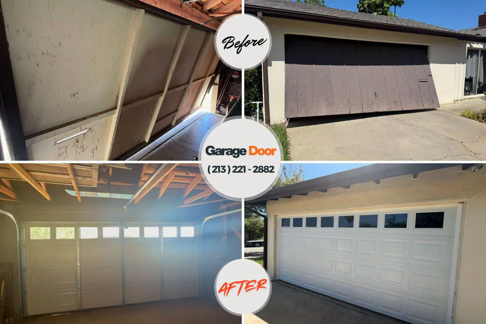 Before and after: garage door repair Sugar Hill, GA